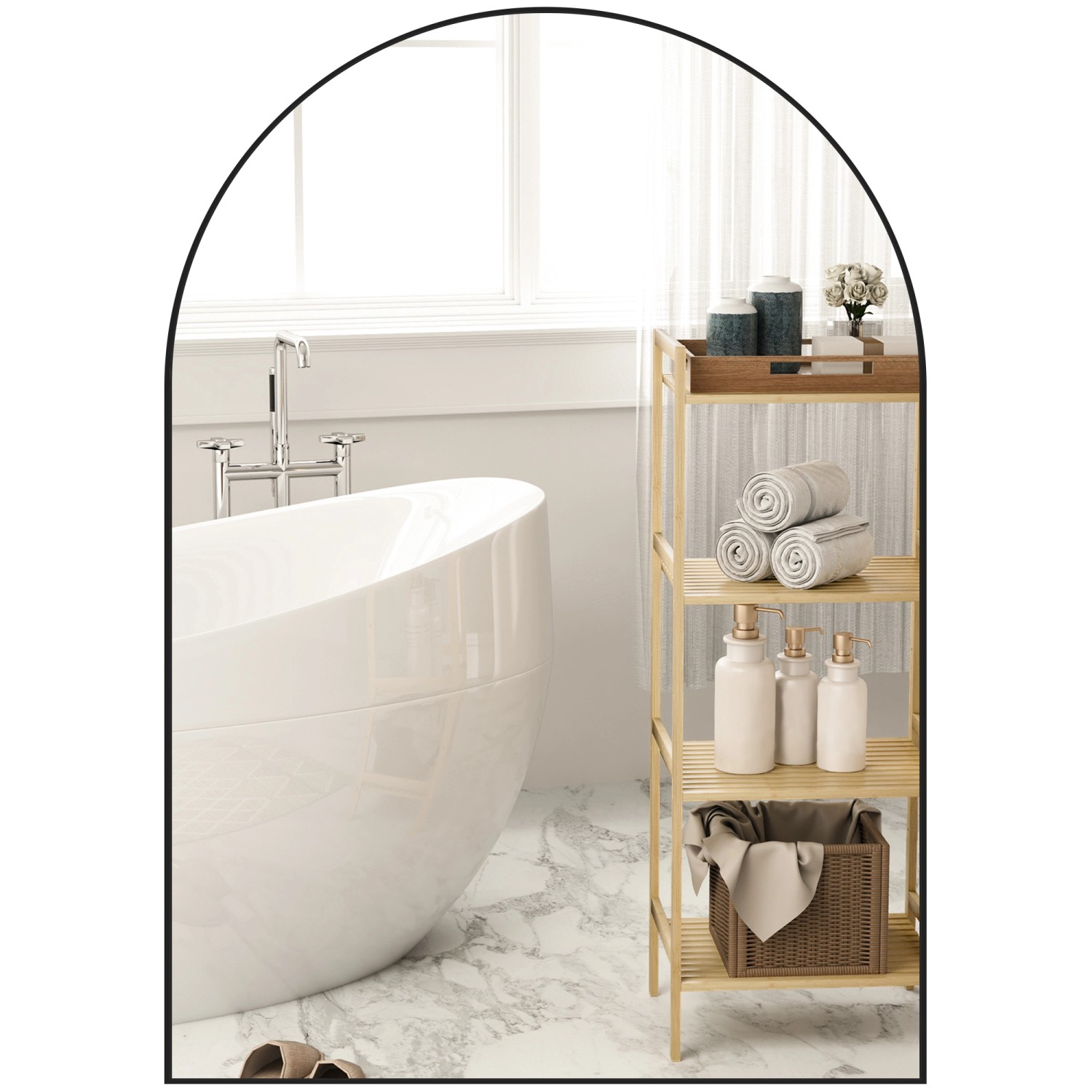 HOMCOM Badezimmerspiegel Glas Aluminiumlegierung 50L x 3B x 70H cm Schwarz günstig online kaufen