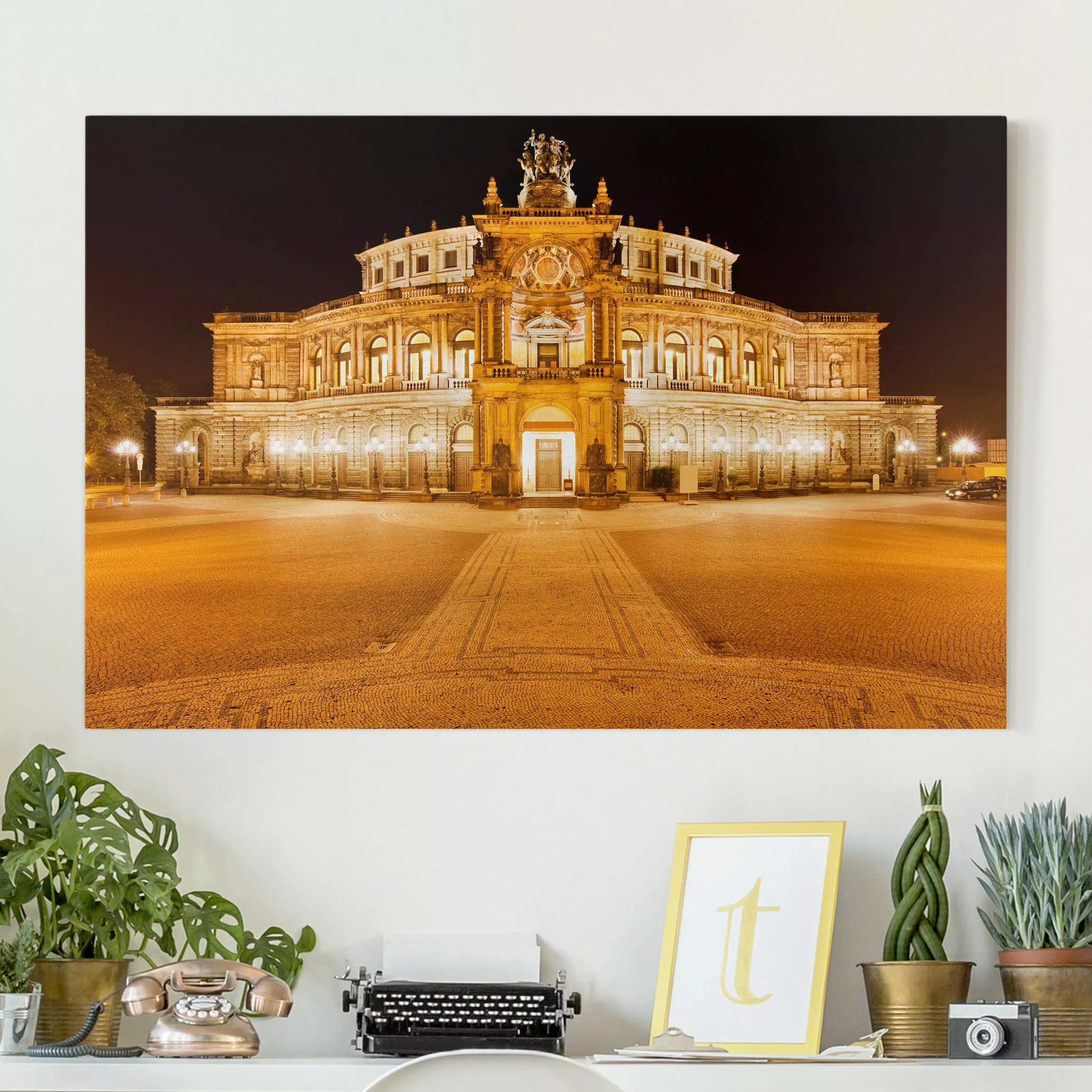 Leinwandbild Architektur & Skyline - Querformat Dresdner Opernhaus günstig online kaufen