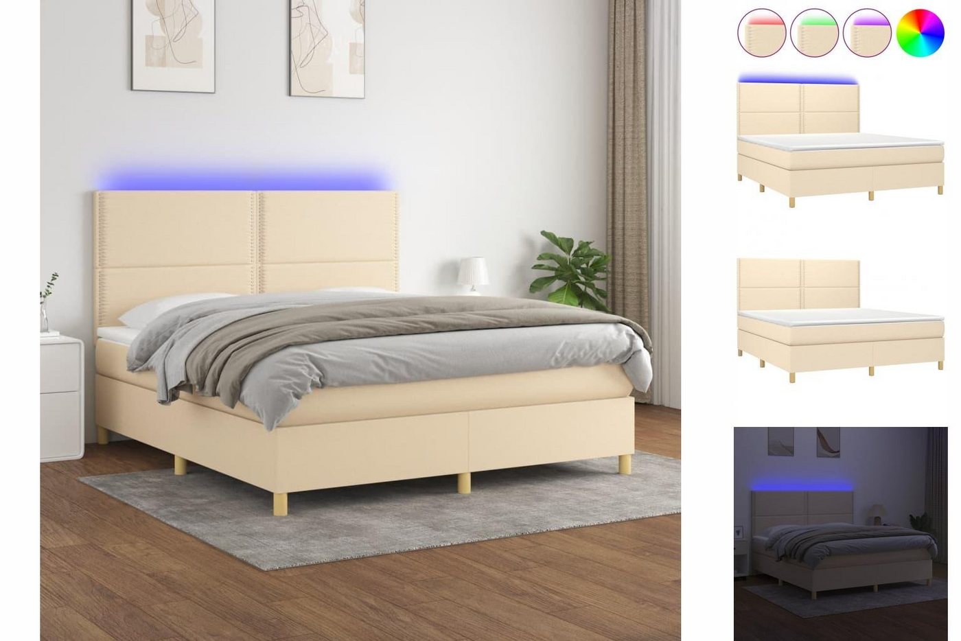 vidaXL Boxspringbett Bett Boxspringbett mit Matratze & Topper & LED (160 x günstig online kaufen