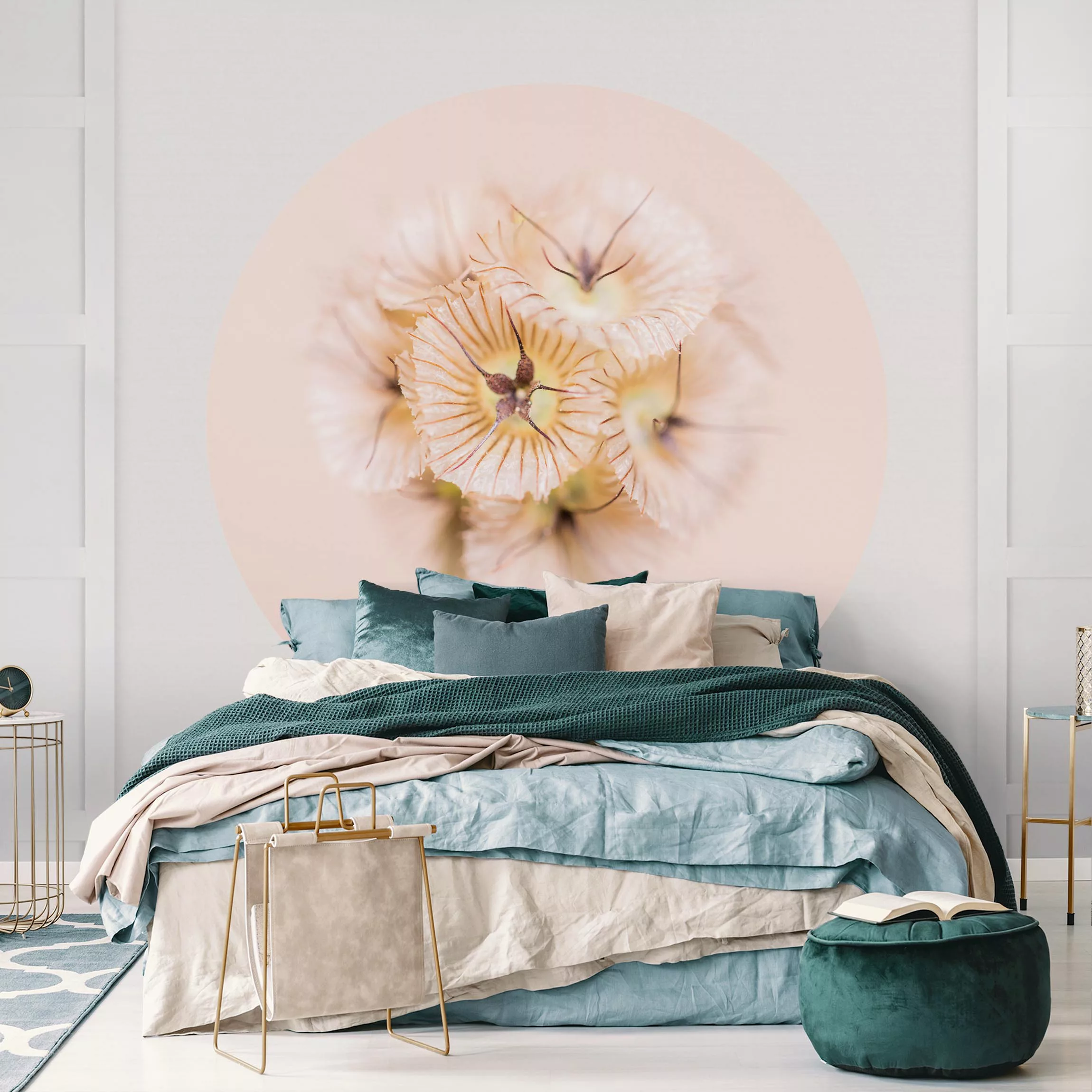 Runde Fototapete selbstklebend Pastellfarbener Blütenstrauß II günstig online kaufen