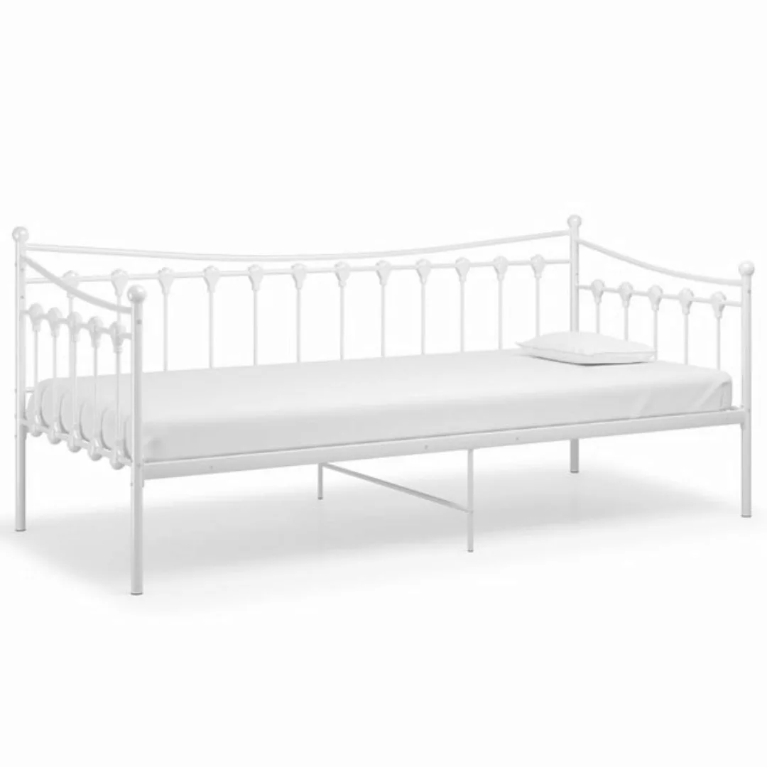 vidaXL Bett Schlafsofa Bettgestell Weiß Metall 90x200 cm günstig online kaufen