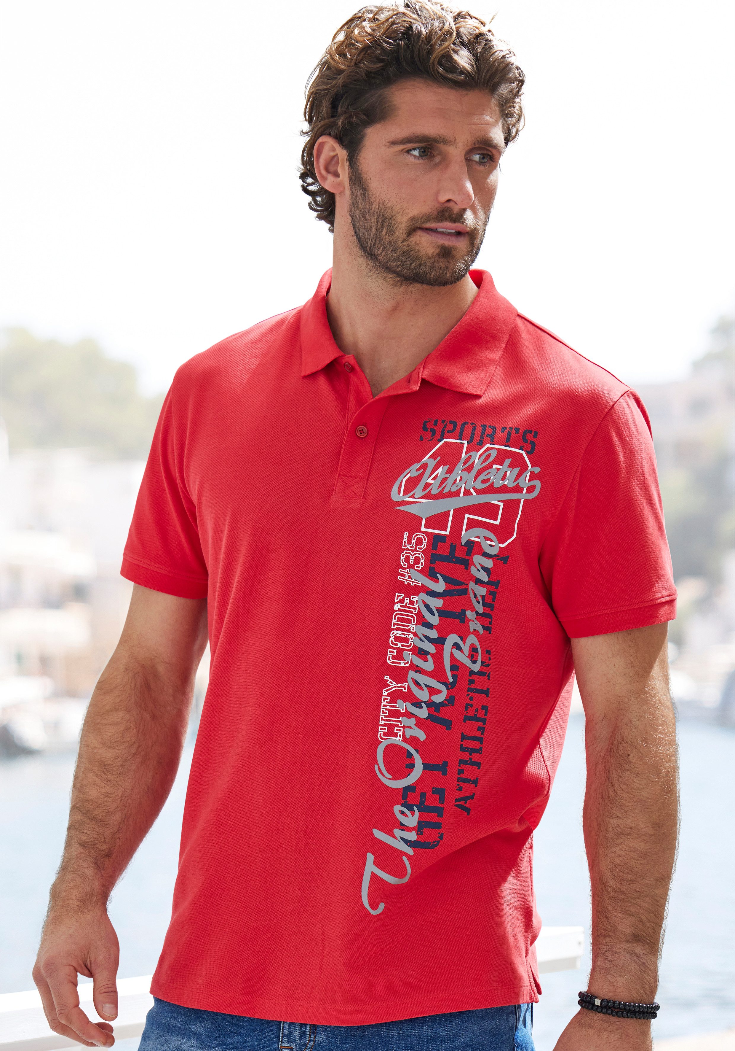John Devin Poloshirt mit großem Druck günstig online kaufen