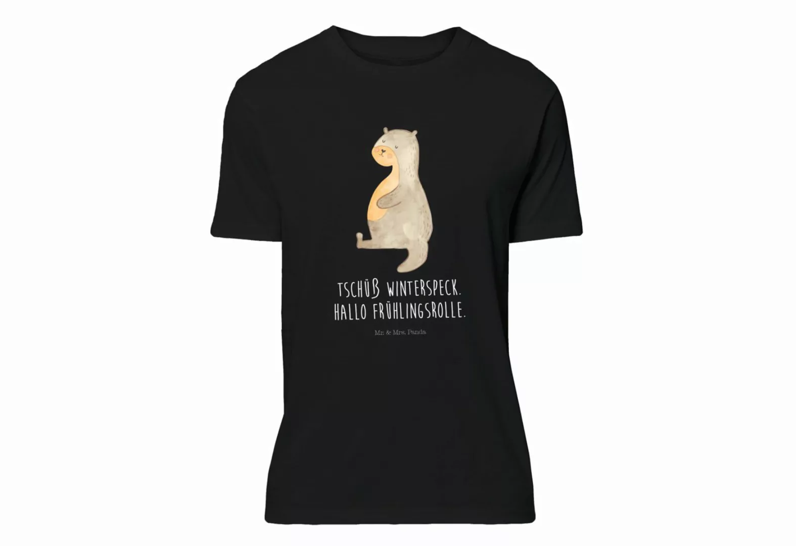 Mr. & Mrs. Panda T-Shirt Otter Bauch - Schwarz - Geschenk, Frauen, Tshirt, günstig online kaufen