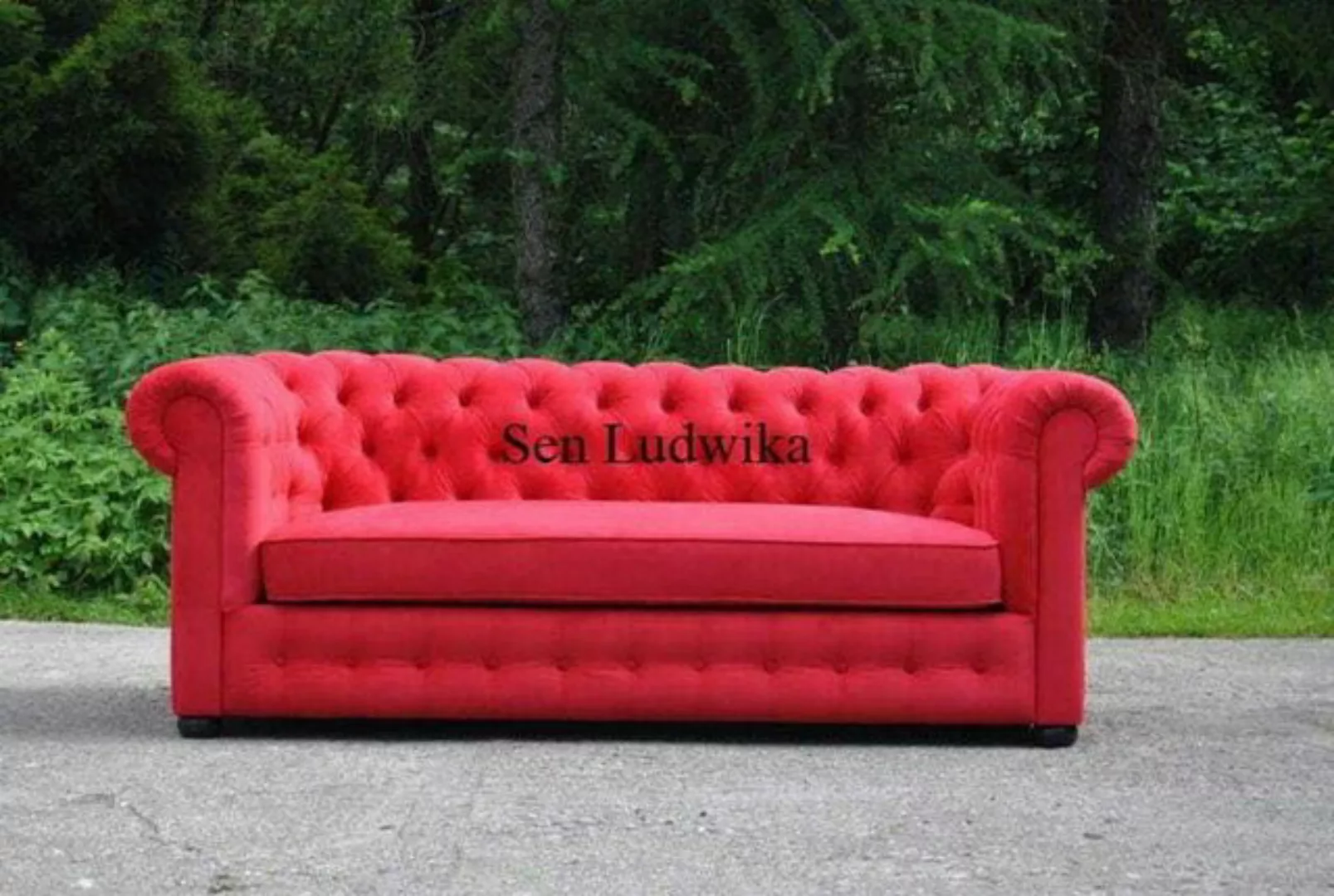 JVmoebel Chesterfield-Sofa Rote Chesterfield 3-er Couch luxus Sofa Dreisitz günstig online kaufen