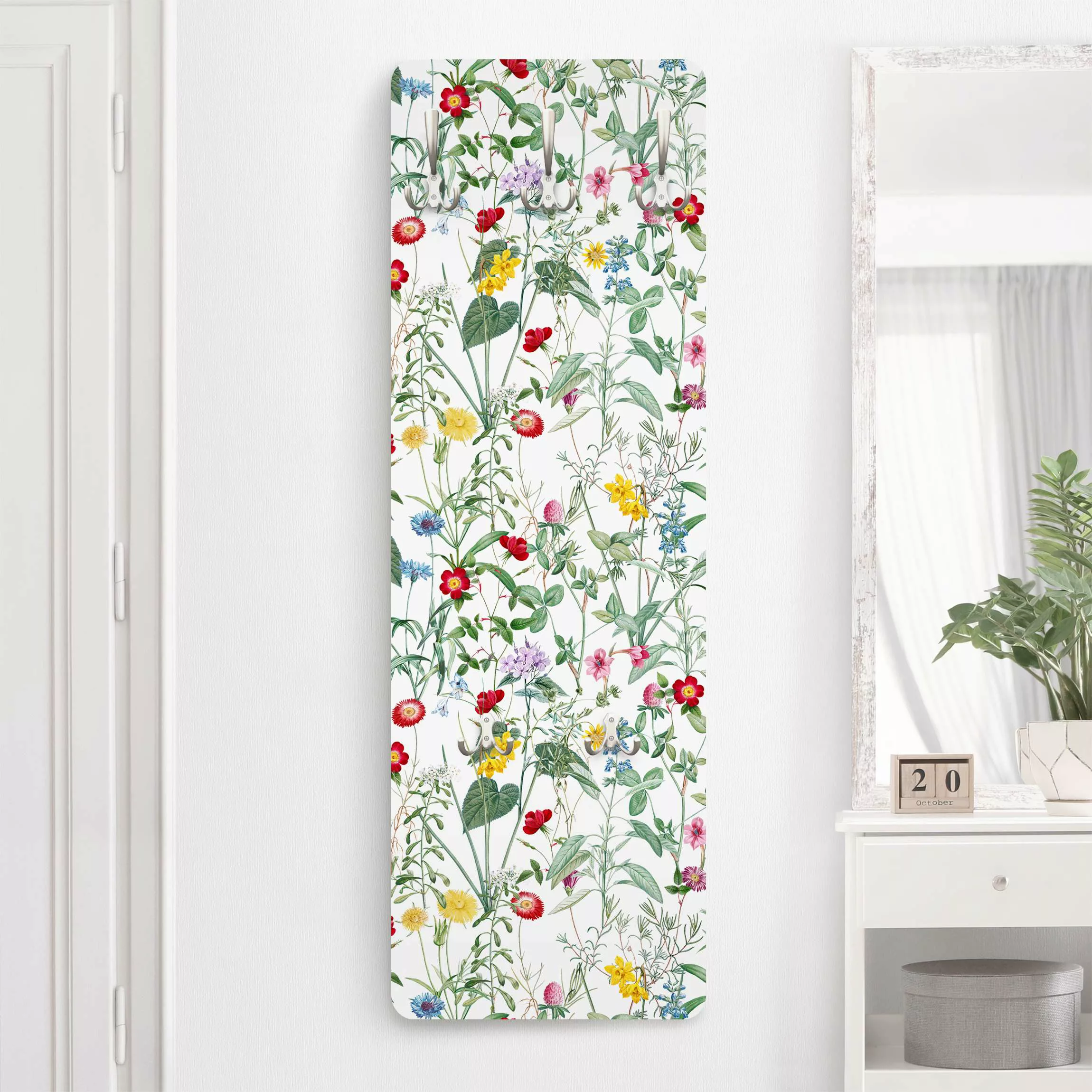 Wandgarderobe Wildblumen auf Weiß günstig online kaufen