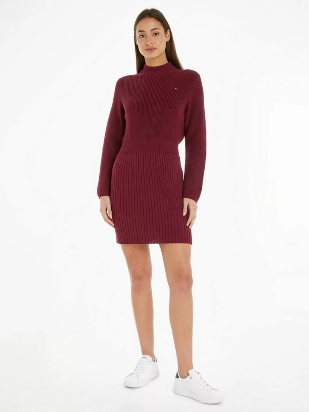 Tommy Hilfiger Strickkleid CO CARDI STITCH SWT DRESS mit Logostickerei günstig online kaufen