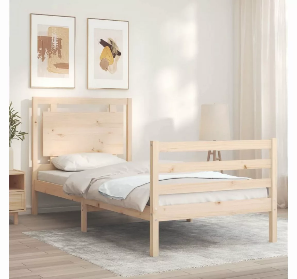 vidaXL Bett Massivholzbett mit Kopfteil günstig online kaufen