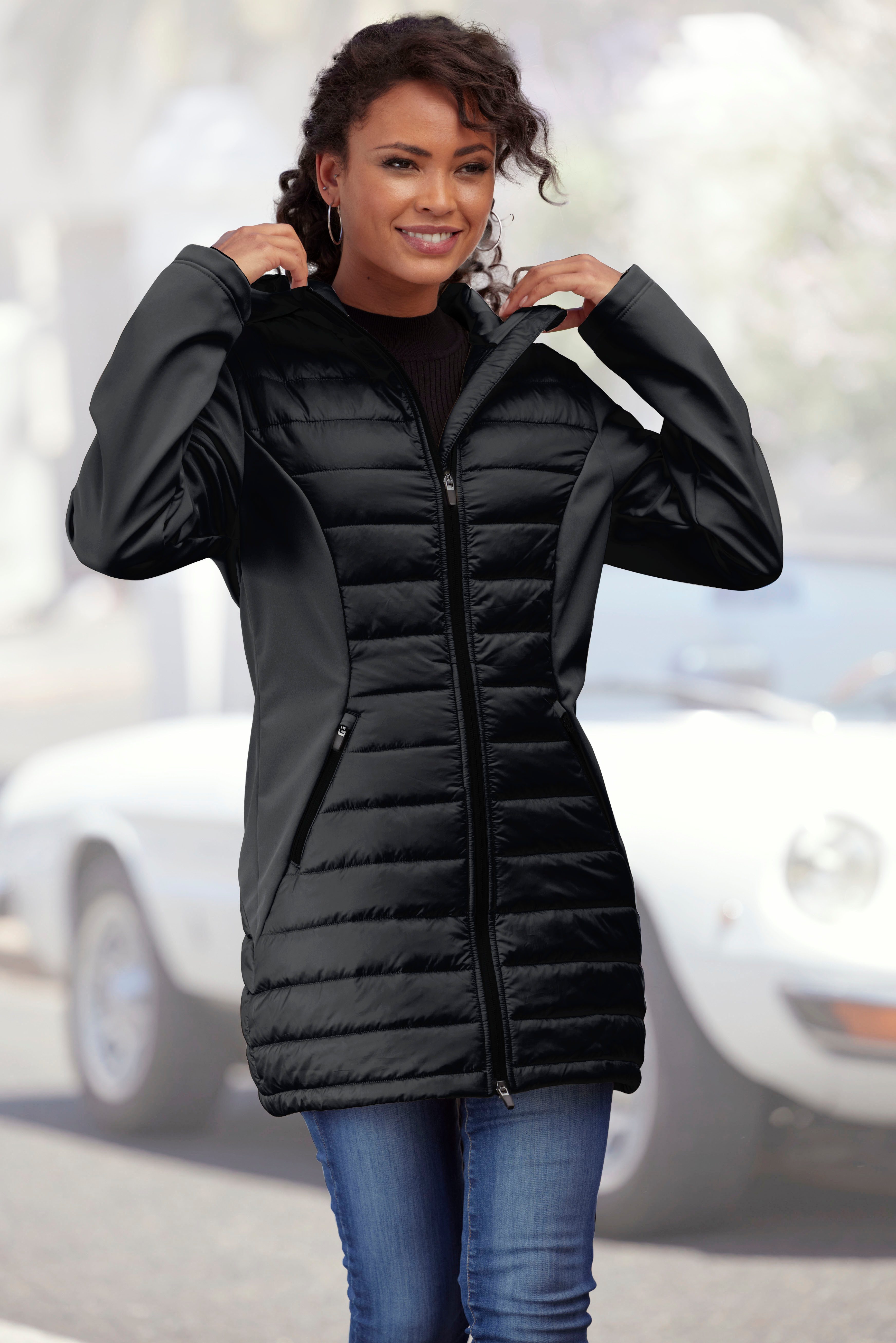 Vivance active Steppjacke, mit Kapuze, mit Ärmeln und Einsätzen aus Softshe günstig online kaufen