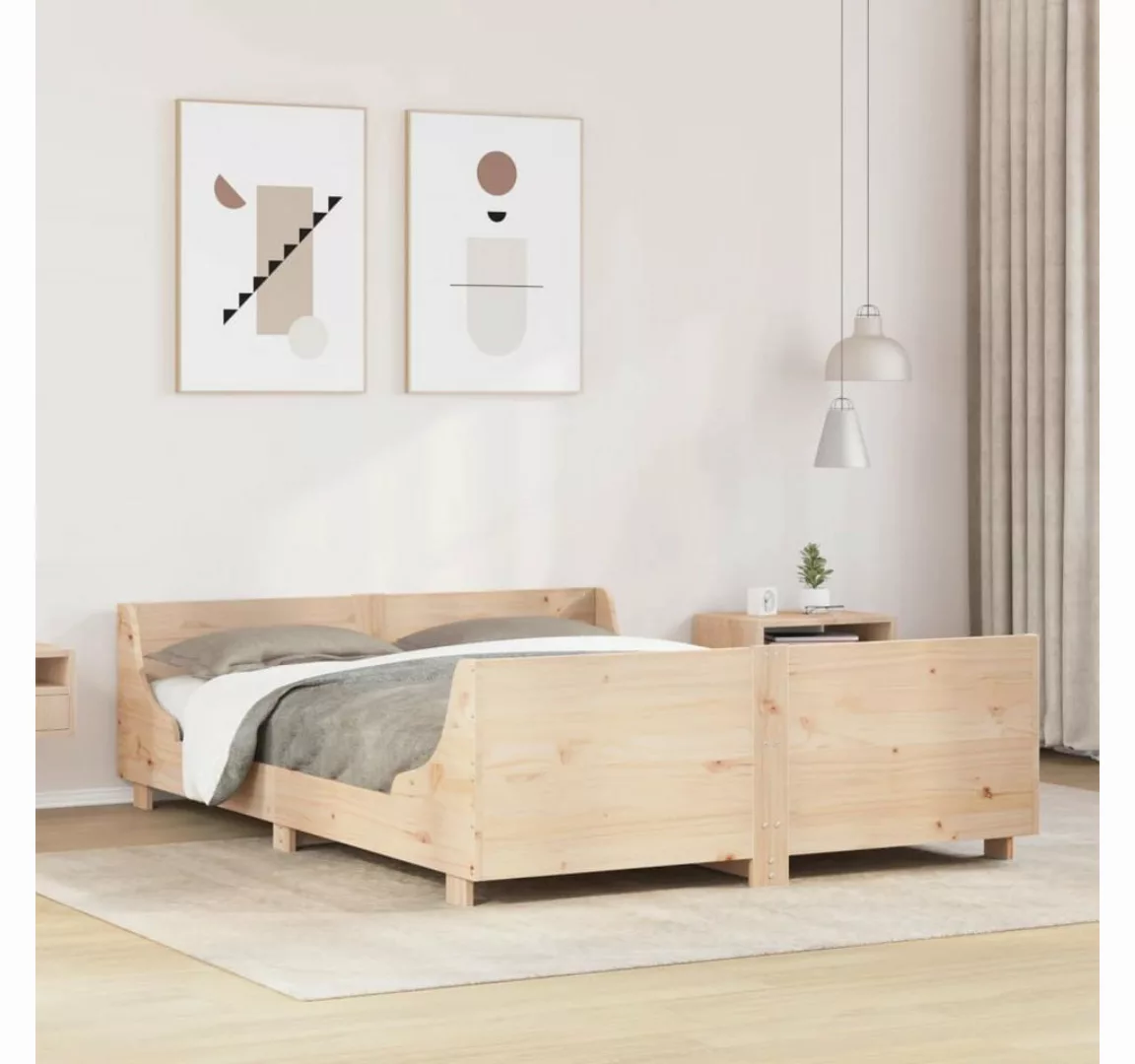 vidaXL Bett, Massivholzbett ohne Matratze 135x190 cm Kiefernholz günstig online kaufen