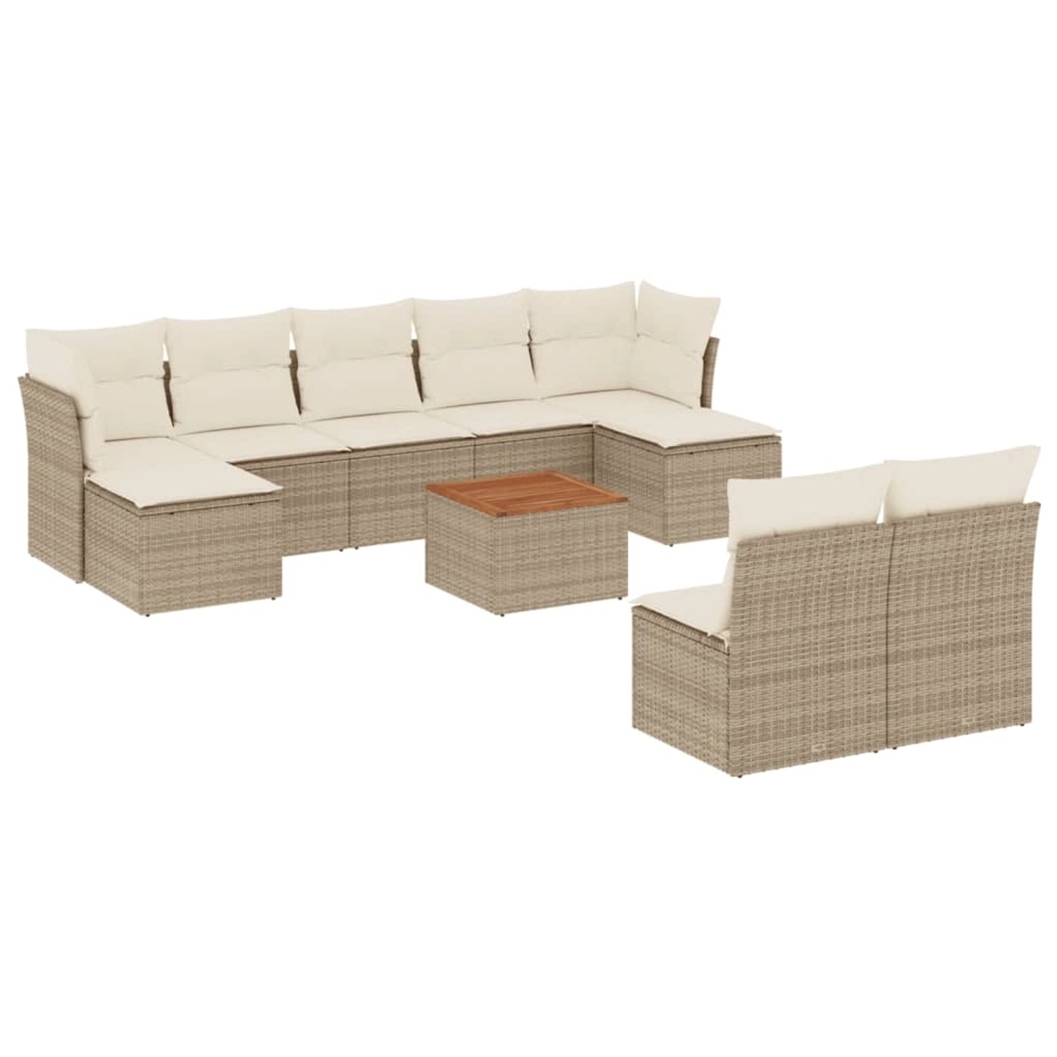 vidaXL 10-Tlg Garten-Sofagarnitur mit Kissen Beige Poly Rattan 3256191 günstig online kaufen