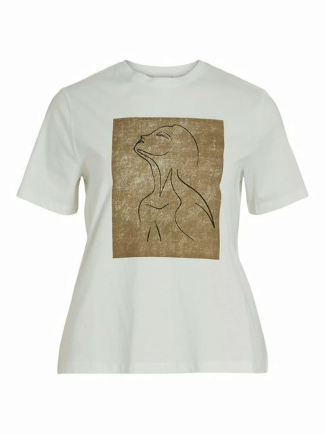 Vila T-Shirt T-Shirt Kurzarm Rundhals Regular Fit Print Design 7632 in Weiß günstig online kaufen
