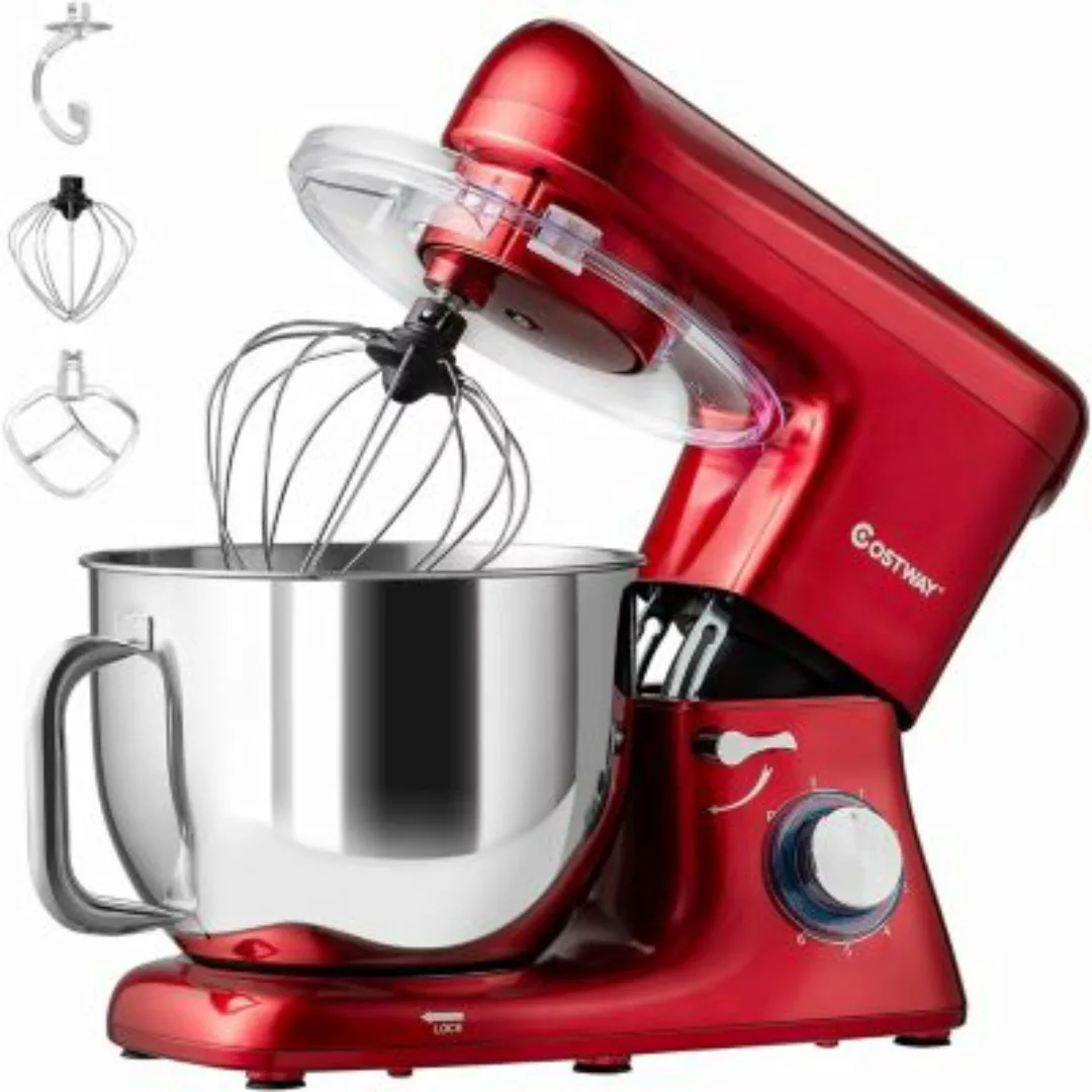 COSTWAY® Küchenmaschine mit Griff 7L Edelstahl rot günstig online kaufen