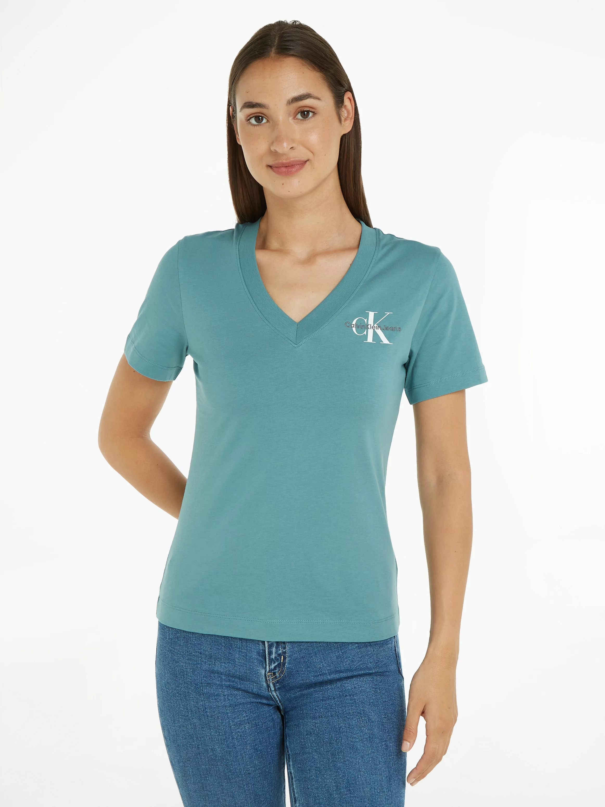Calvin Klein Jeans V-Shirt "MONOLOGO SLIM V-NECK TEE", mit Logodruck günstig online kaufen