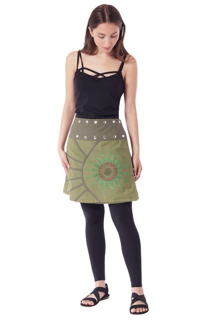 PUREWONDER Wickelrock Damen Rock mit Mandala-Blume bestickt sk193 Baumwolle günstig online kaufen