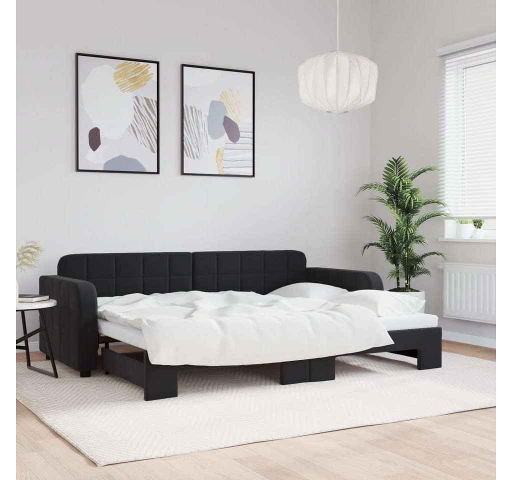 vidaXL Gästebett Gästebett Tagesbett Ausziehbar Schwarz 80x200 cm Samt Bett günstig online kaufen