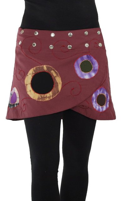 PUREWONDER Wickelrock Damen Rock mit Kreisen und Druckknöpfen sk20 Baumwoll günstig online kaufen
