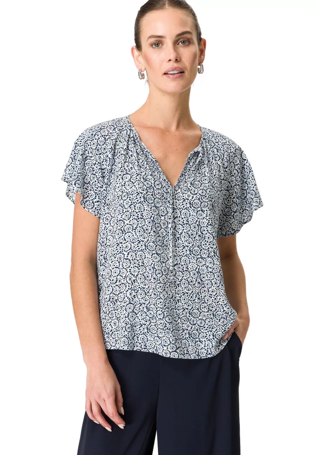 Zero Klassische Bluse "zero Bluse Viskose mit Bindedetail" günstig online kaufen