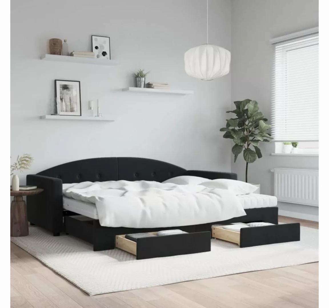 vidaXL Gästebett Gästebett Tagesbett Ausziehbar mit Schubladen Schwarz 90x2 günstig online kaufen