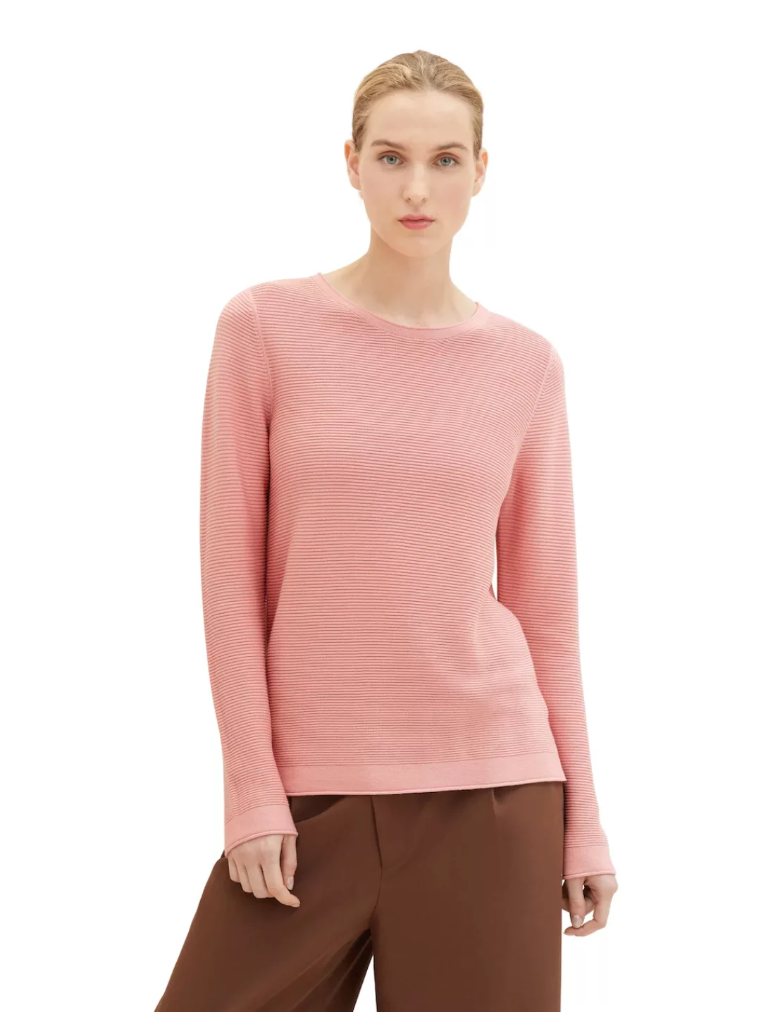 TOM TAILOR Strickpullover Langarm Strickpullover Rundhals Sweater aus Baumw günstig online kaufen
