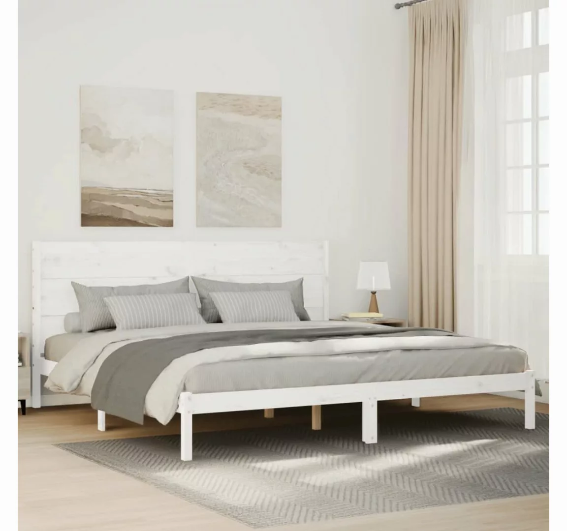 vidaXL Bett, Massivholzbett Extra Lang ohne Matratze Weiß 140x210 cm günstig online kaufen