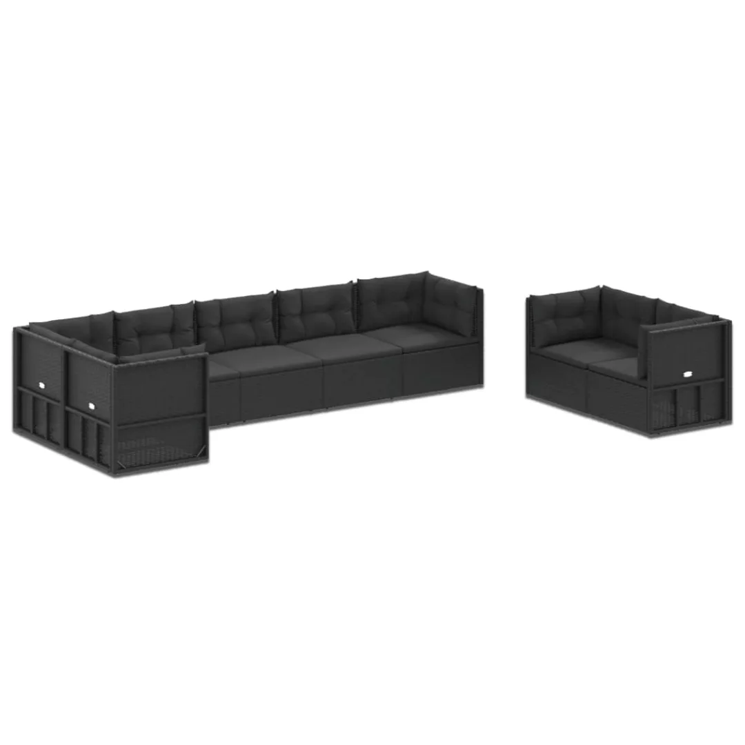 Vidaxl 8-tlg. Garten-lounge-set Mit Kissen Schwarz Poly Rattan günstig online kaufen