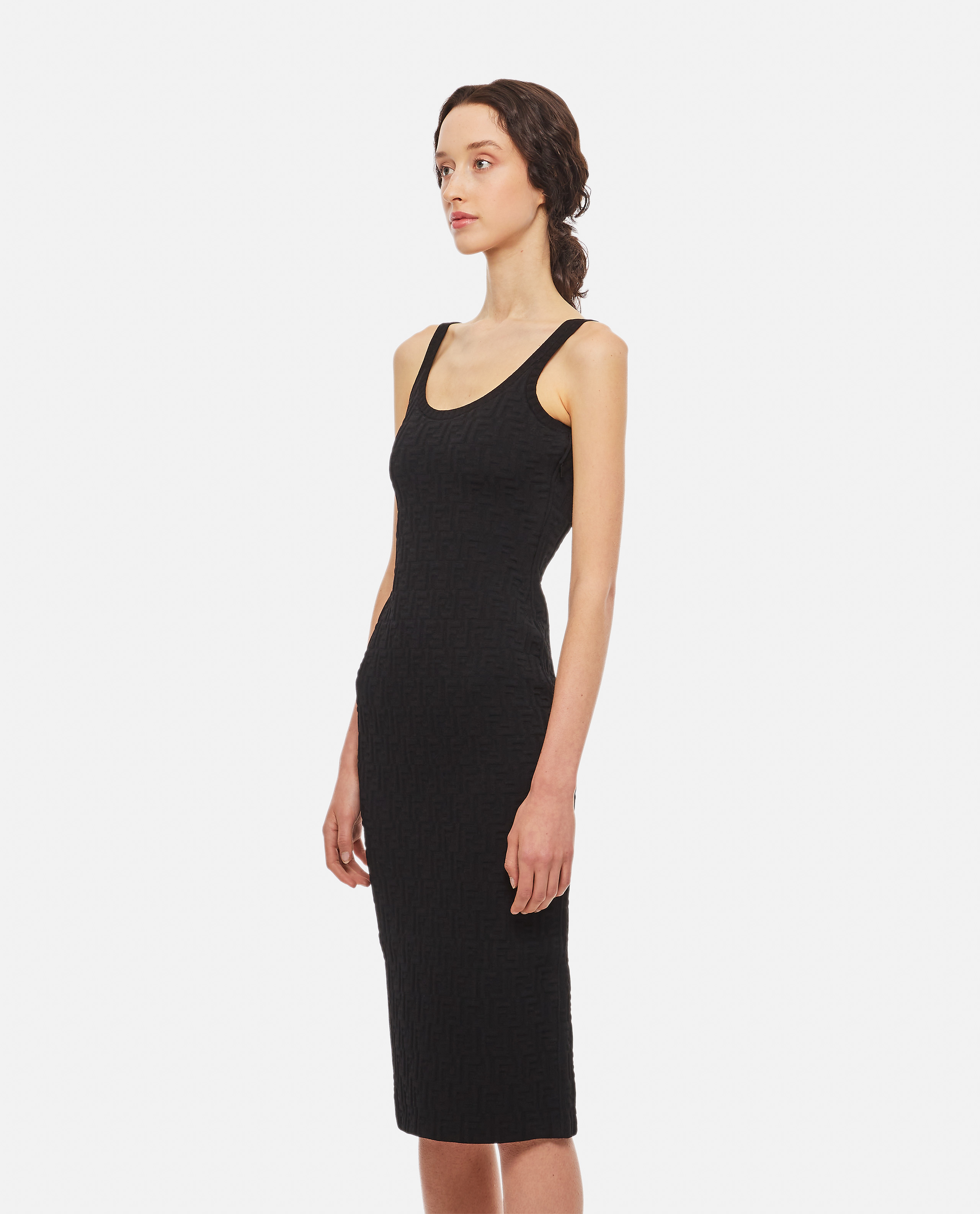 FF EMBOSSED KNITTED VISCOSE MIDI DRESS günstig online kaufen