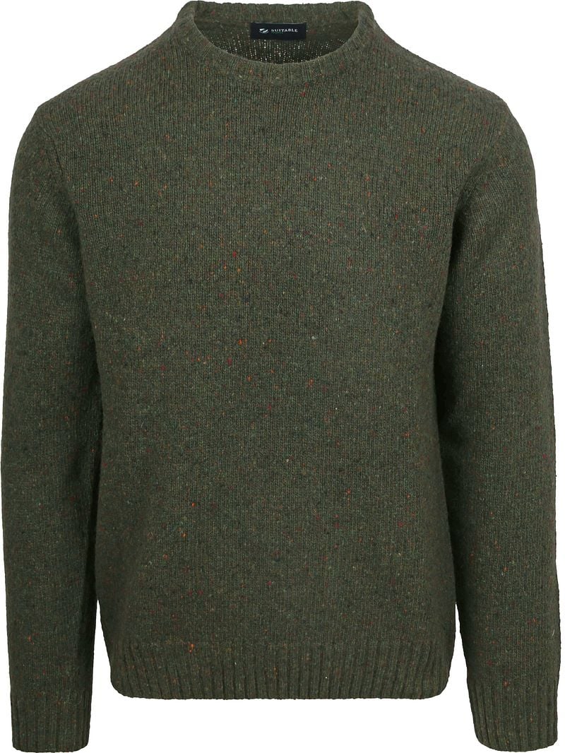 Suitable Pullover Tweed Wool Blend Grün - Größe XL günstig online kaufen