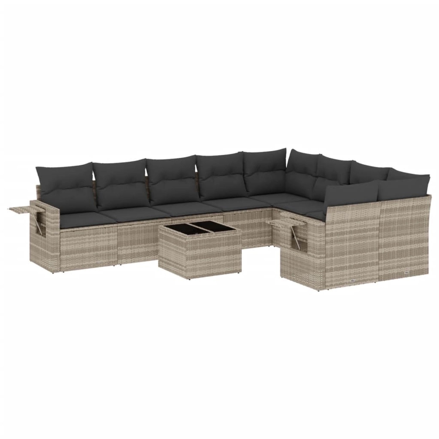 vidaXL 10-Tlg Garten-Sofagarnitur mit Kissen Hellgrau Poly Rattan 3252989 günstig online kaufen