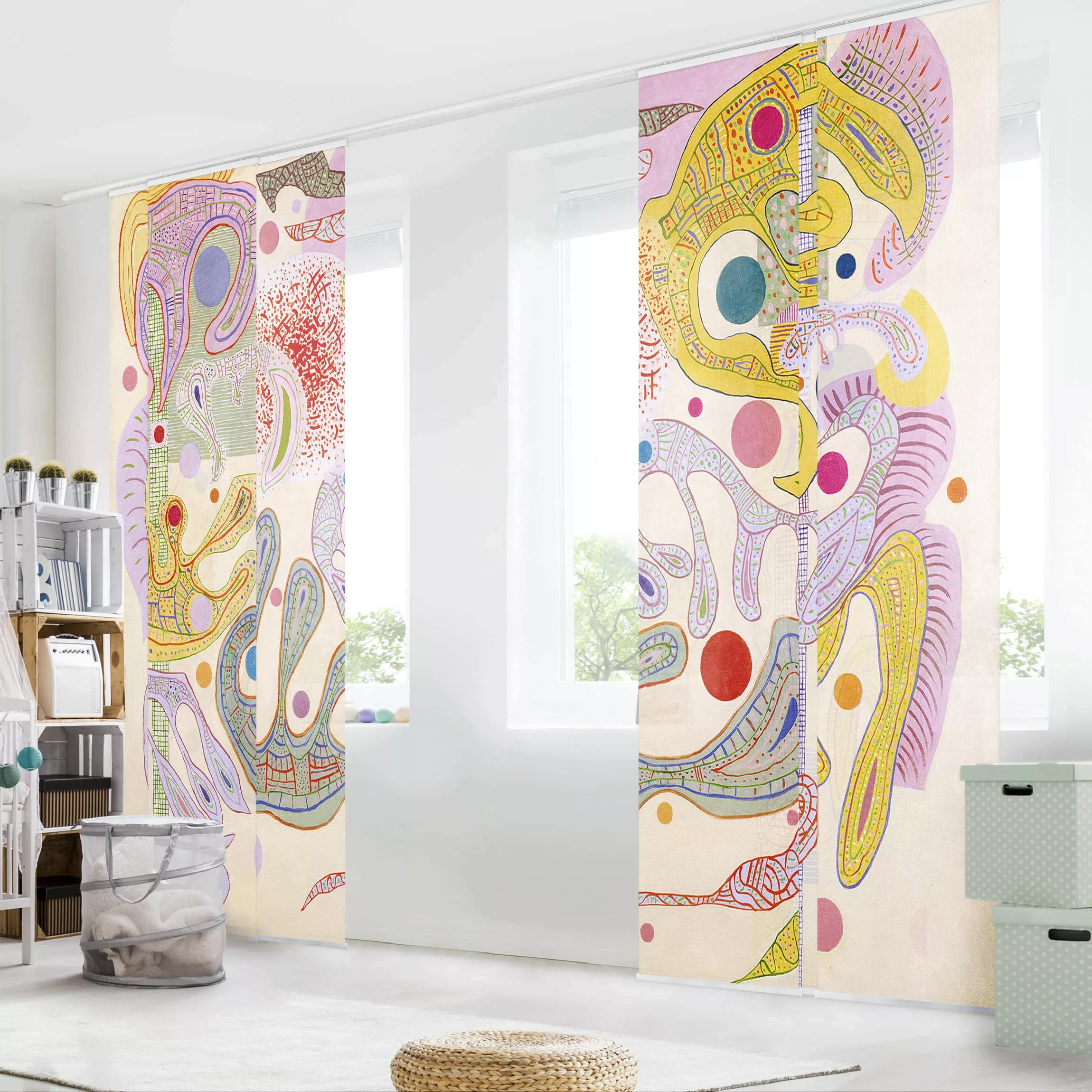 Schiebegardinen Set Kunstdruck Wassily Kandinsky - Launische Formen günstig online kaufen