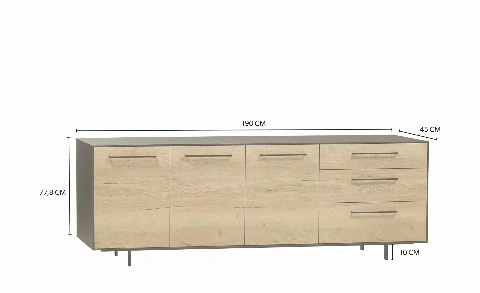 uno Sideboard  Lecce ¦ holzfarben ¦ Maße (cm): B: 243 H: 78 T: 45.0 Kommode günstig online kaufen