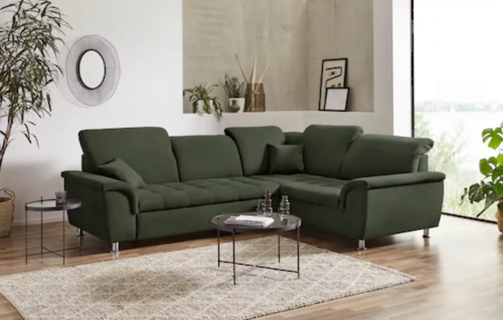 DOMO collection Ecksofa "Franzi L-Form", wahlweise mit Kopfteilverstellung günstig online kaufen