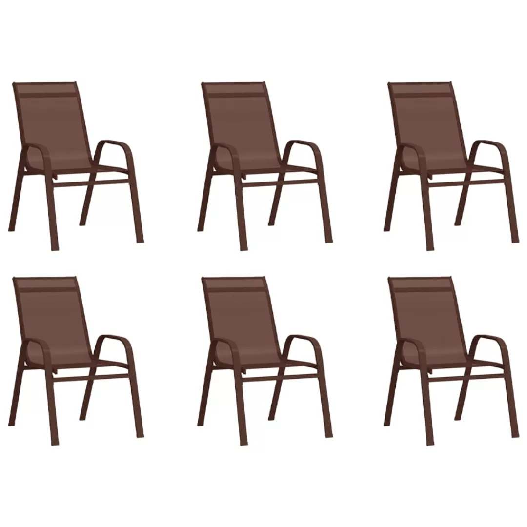 Vidaxl Stapelbare Gartenstühle 6 Stk. Braun Textilene günstig online kaufen