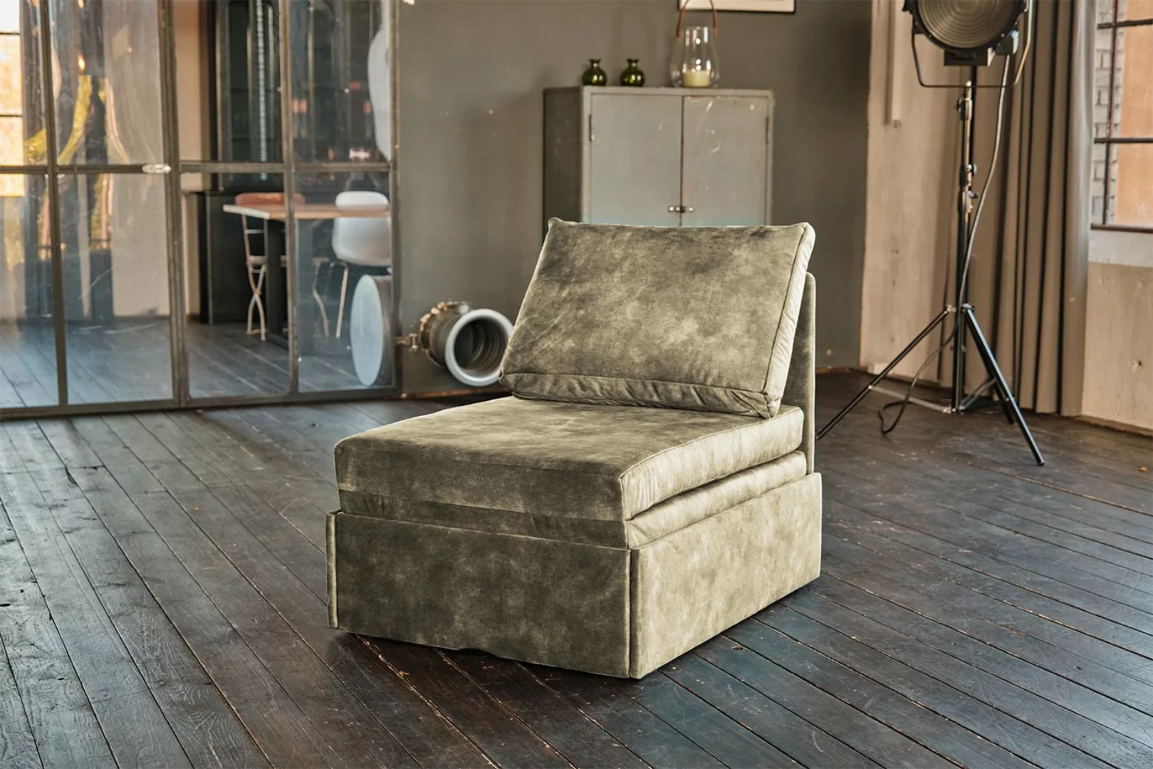 KAWOLA Schlafsofa DELLA, Sessel Schlafsessel Sofa Velvet versch. Farben günstig online kaufen