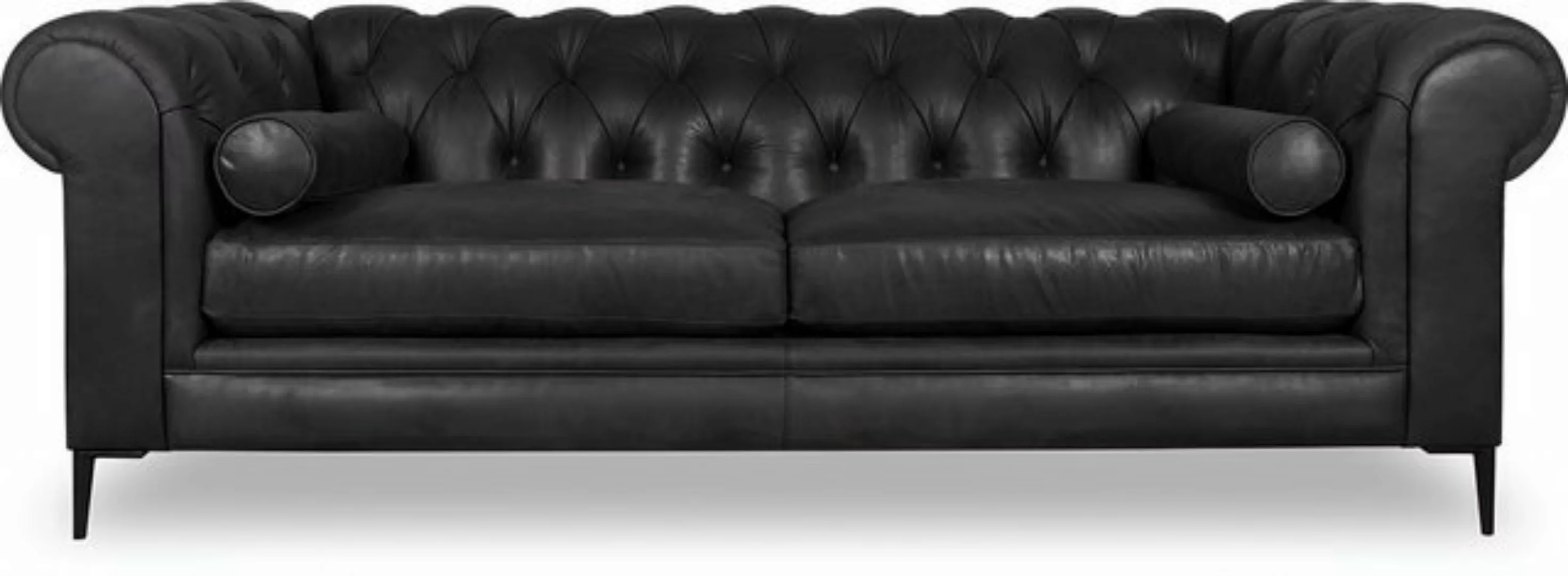 Xlmoebel Sofa Schwarzes Ledersofa im Designer Chesterfield-Stil, Hergestell günstig online kaufen