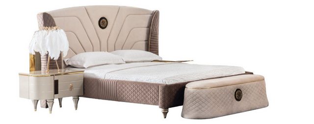 JVmoebel Bett, Schlafzimmer Doppelbett 160x200cm Luxus Bett 2x Nachttisch günstig online kaufen