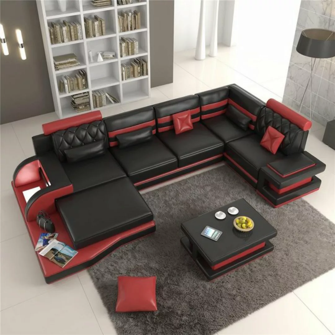 JVmoebel Ecksofa Ecksofa Ledersofa Big xxl U Form Wohnlandschaft Sofa Couch günstig online kaufen