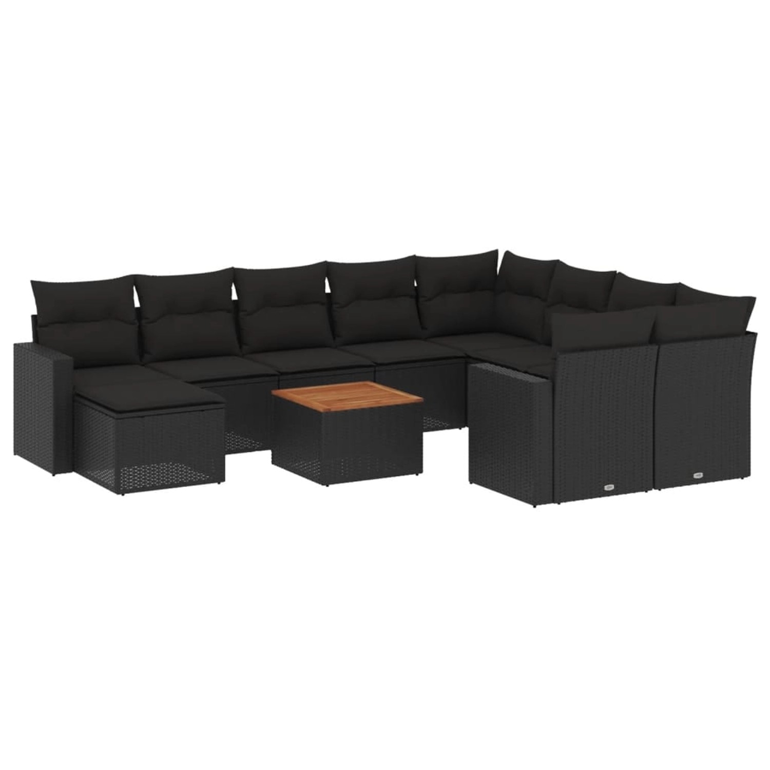 vidaXL 11-Tlg Garten-Sofagarnitur mit Kissen Schwarz Poly Rattan 3256741 günstig online kaufen