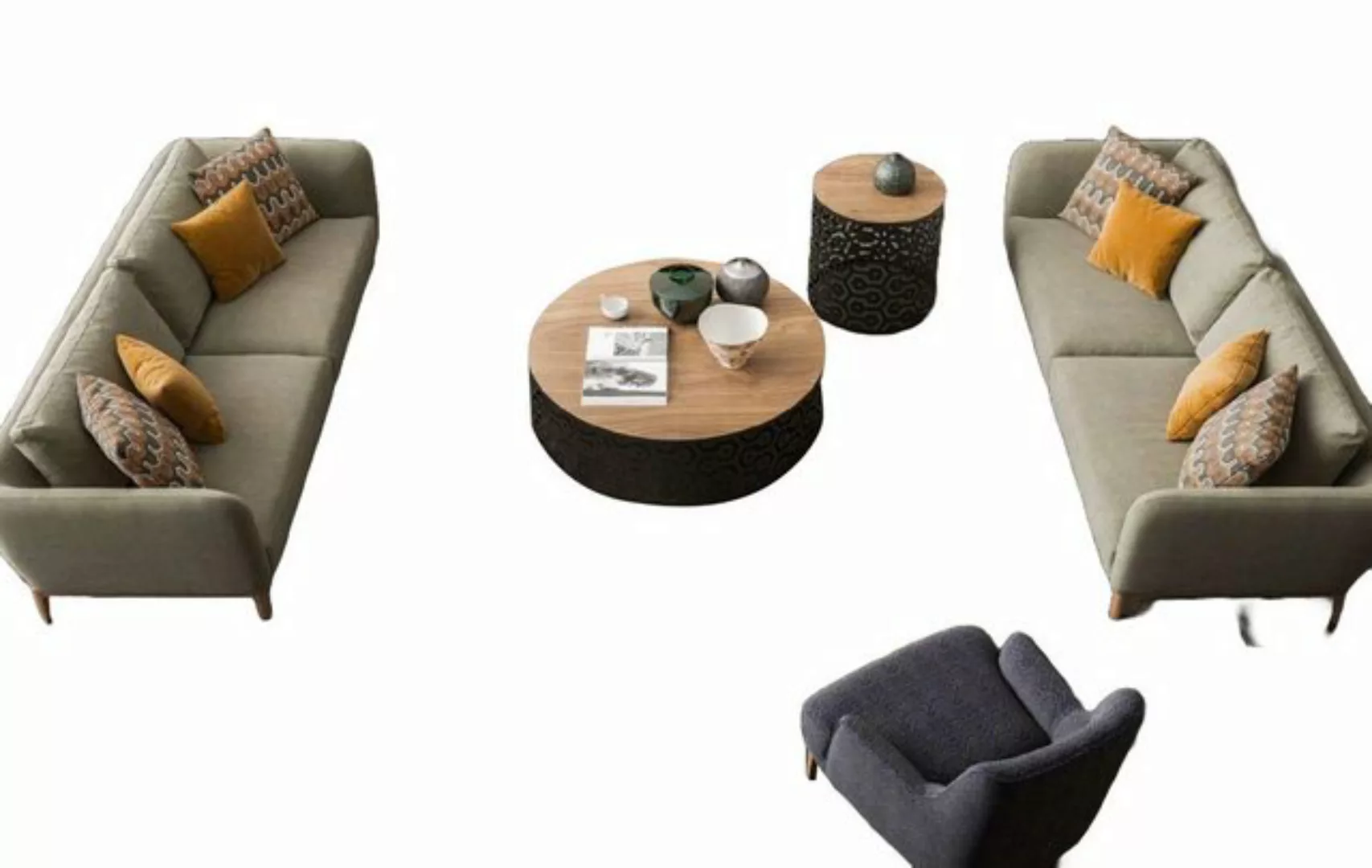 JVmoebel Sofa Grünes Sofa Moderne Sofagarnitur Wohnzimmer Dreisitzer Sessel günstig online kaufen