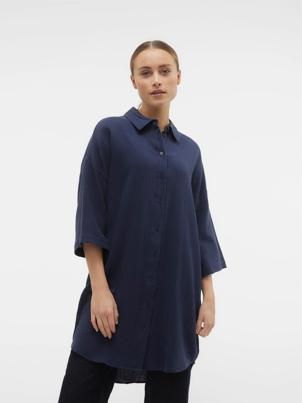 Vero Moda Hemdblusenkleid VMNATALI 3/4 LONG OVERSHIRT NOOS mit 3/4 Ärmel günstig online kaufen