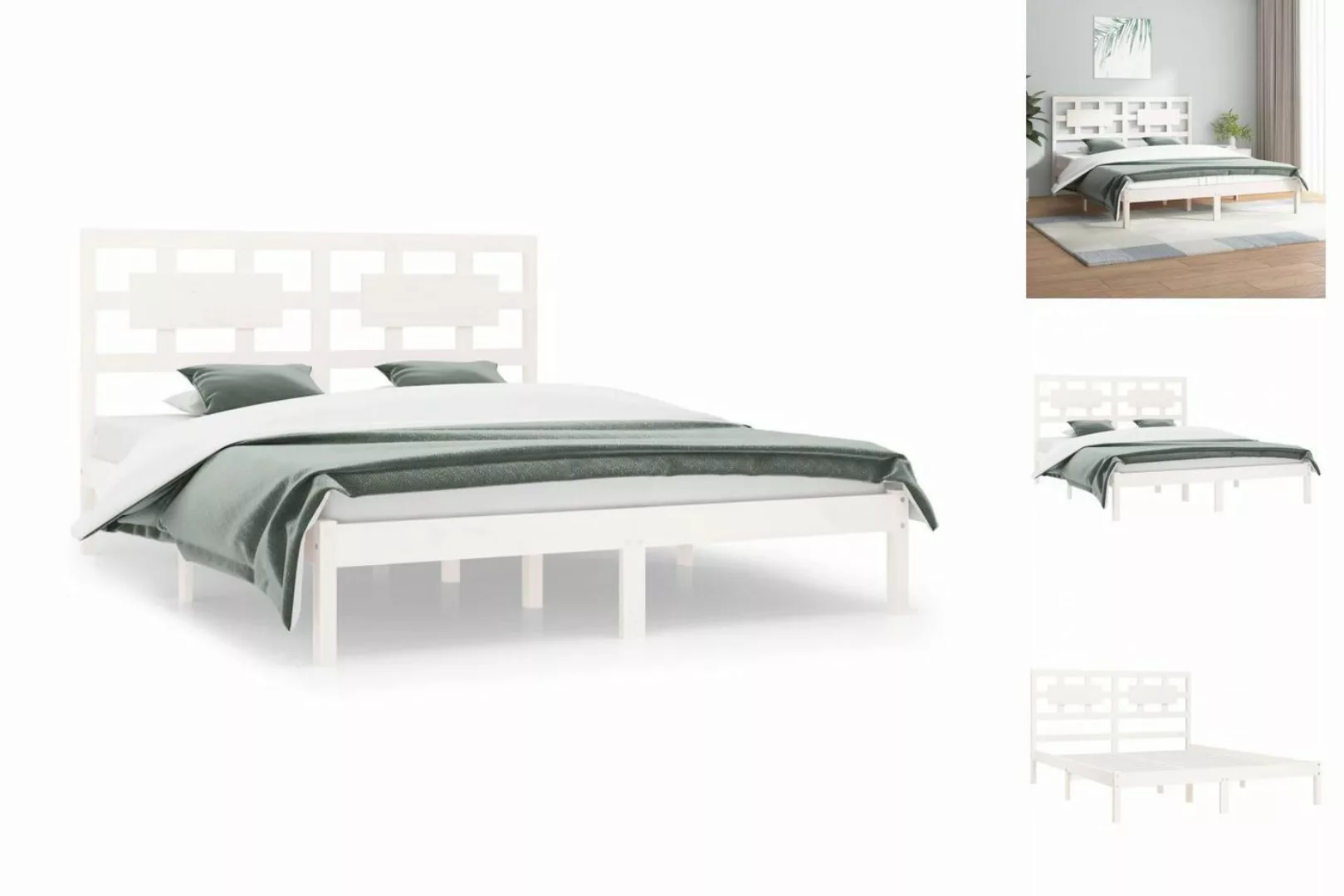 vidaXL Bettgestell Massivholzbett Weiß Kiefer 200x200 cm Bett Bettgestell D günstig online kaufen