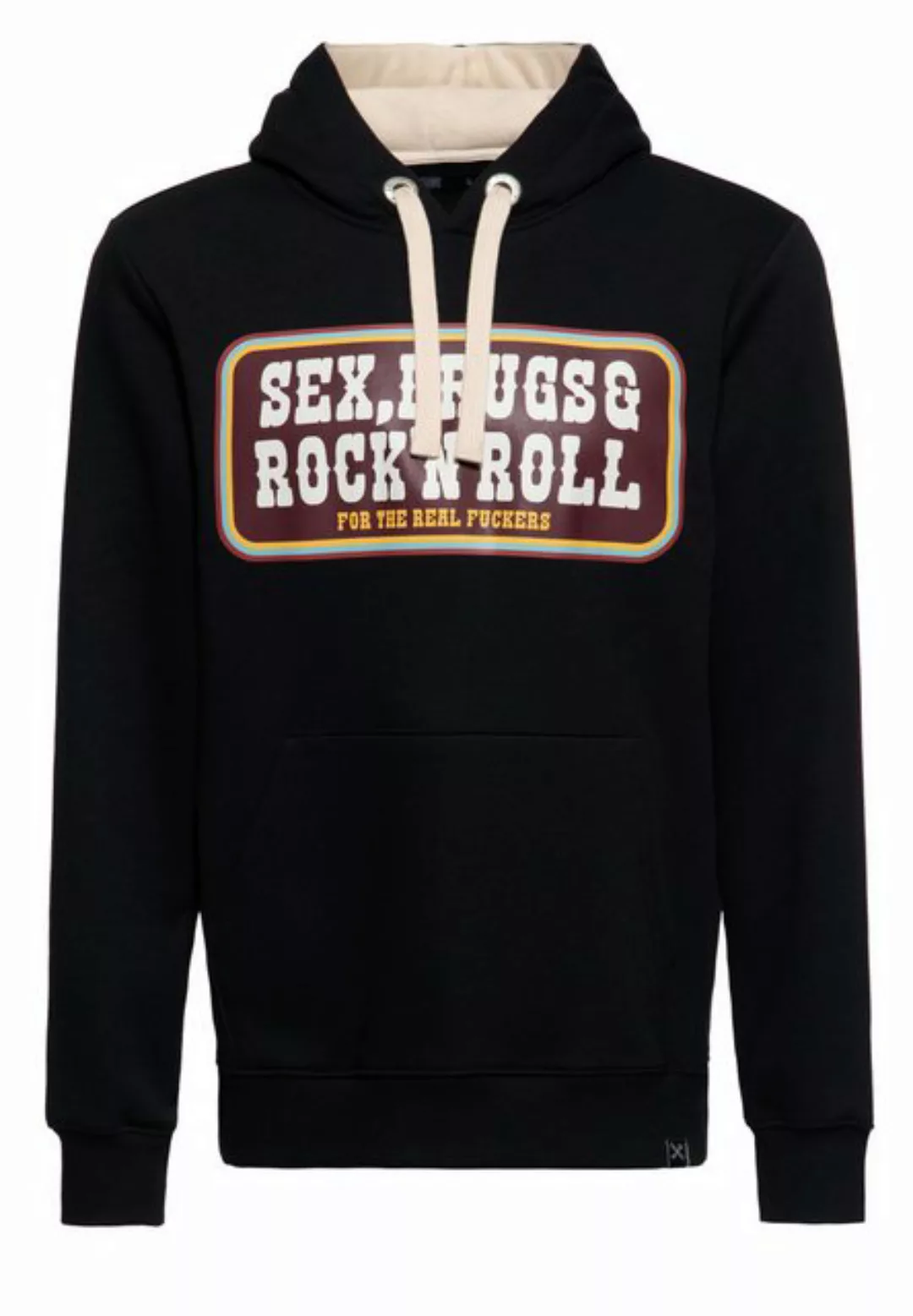 KingKerosin Kapuzenpullover Sex, Drugs & Rock 'N' Roll mit Statement Prints günstig online kaufen