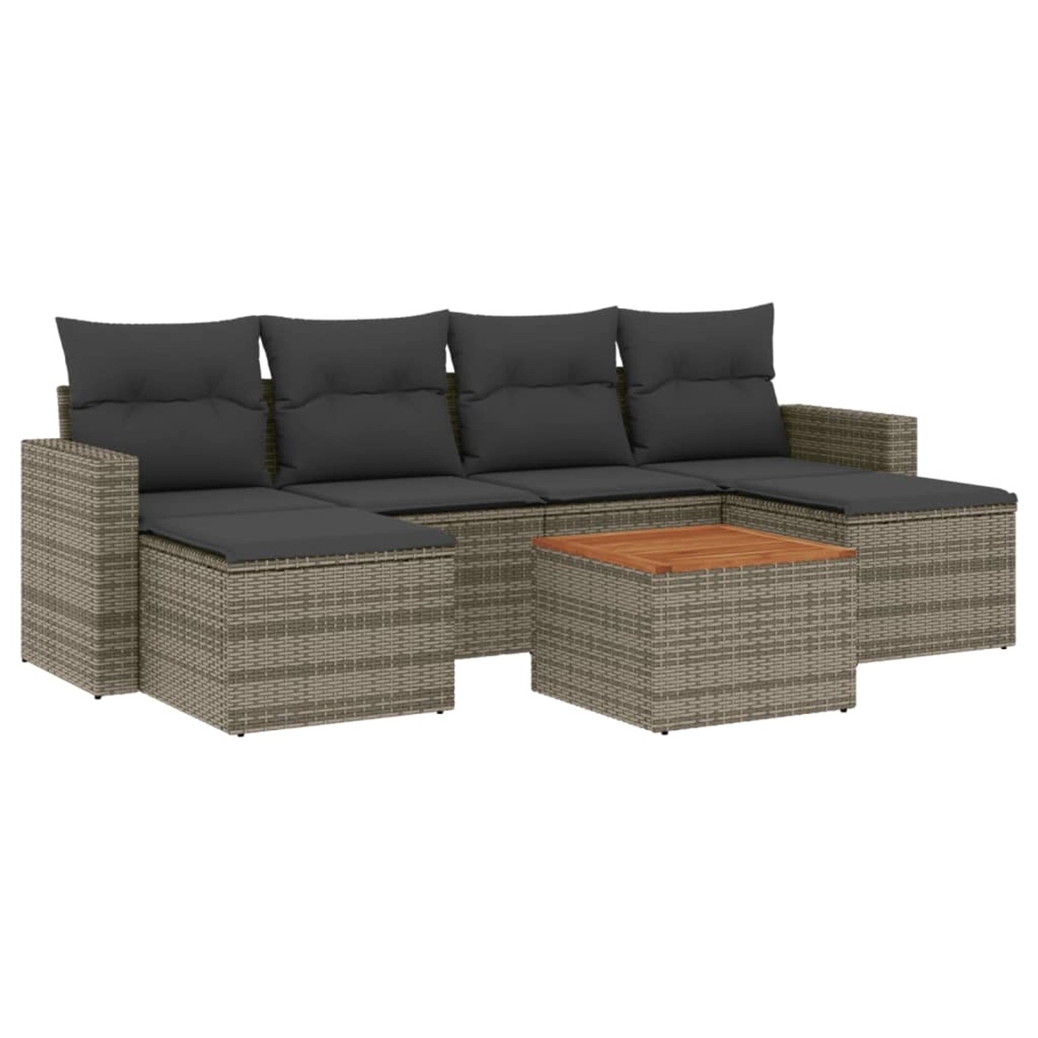vidaXL 7-Tlg Garten-Sofagarnitur mit Kissen Grau Poly Rattan 3256578 günstig online kaufen