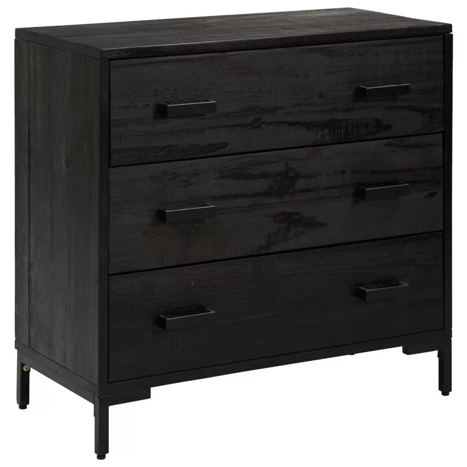 vidaXL Kommode Schwarz 75x35x70 cm Massivholz Kiefer Recycelt günstig online kaufen