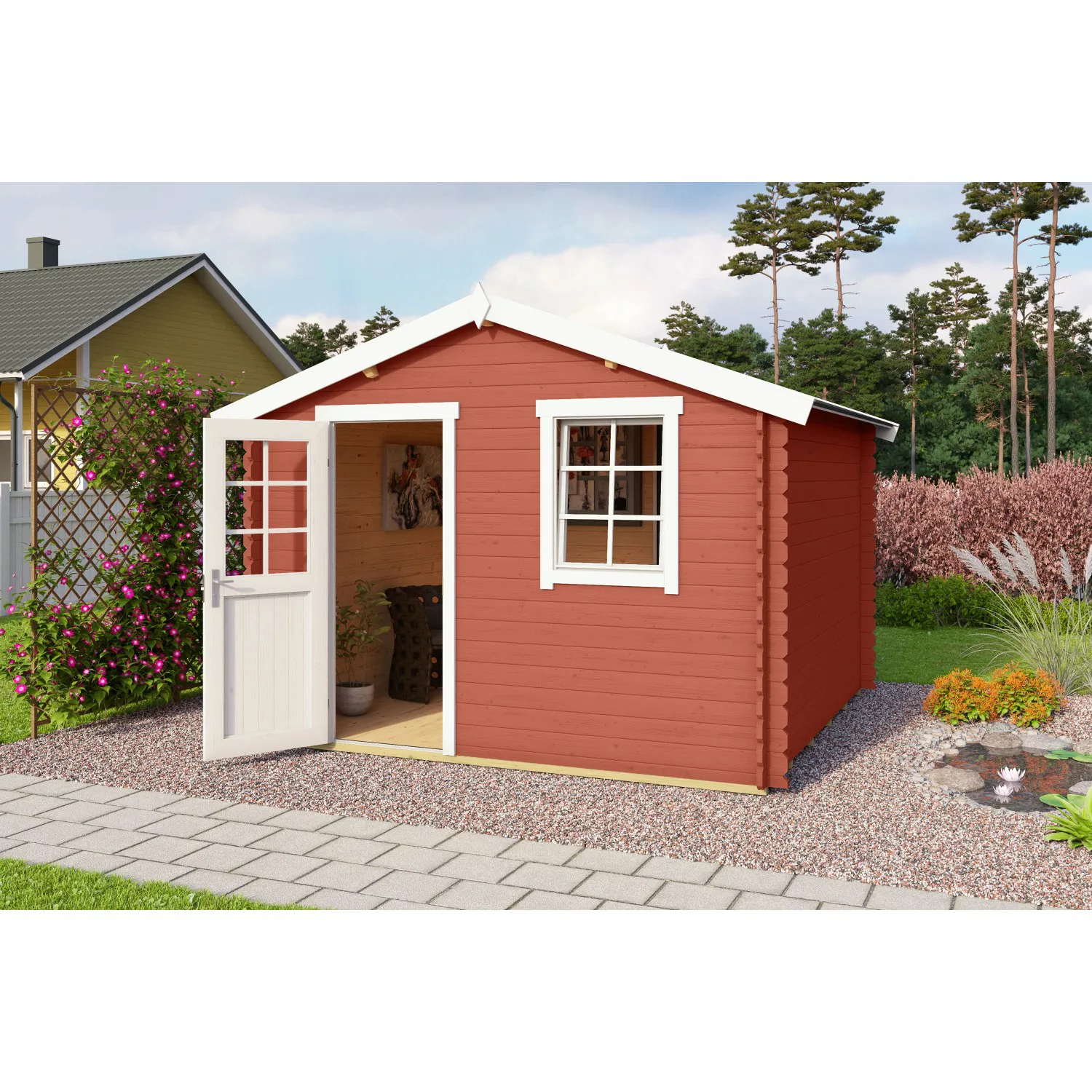 Lasita Holz-Gartenhaus Wels 3 Schwedenrot 339,8 cm x 320 cm günstig online kaufen