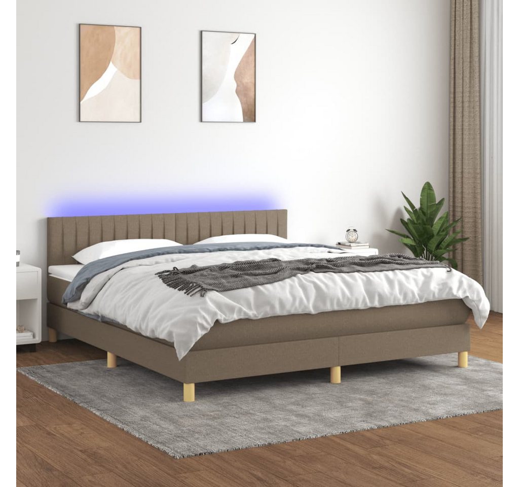 vidaXL Boxspringbett Boxspringbett mit Matratze LED Taupe 160x200 cm Stoff günstig online kaufen