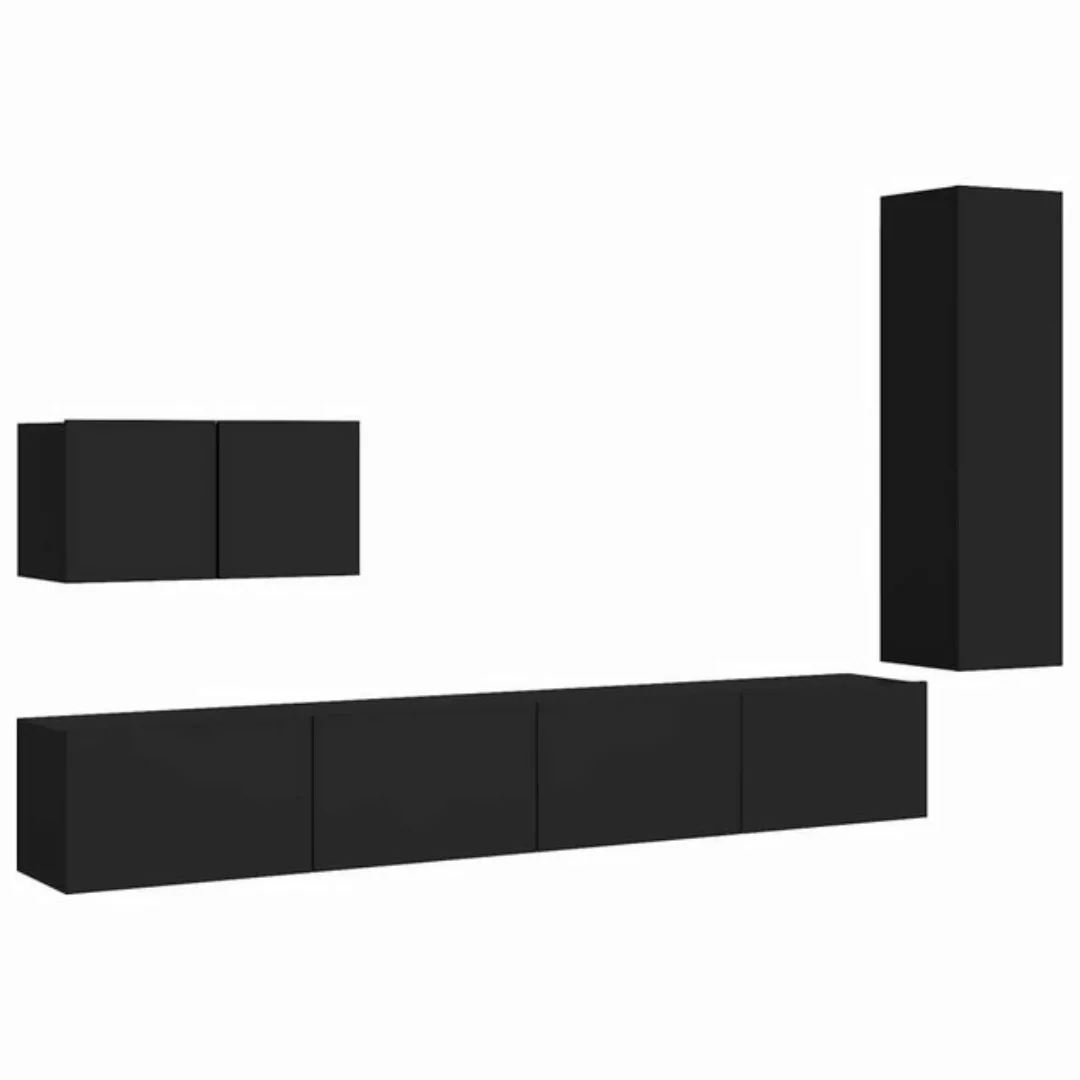 furnicato TV-Schrank 4-tlg. TV-Schrank-Set Schwarz Holzwerkstoff (1-St) günstig online kaufen