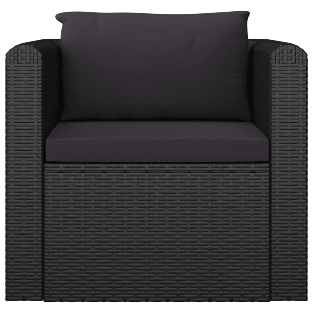 vidaXL Loungesofa Sessel mit Auflagen Poly Rattan Schwarz, 1 Teile günstig online kaufen
