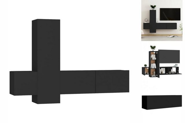 vidaXL TV-Schrank 3-tlg TV-Schrank-Set Schwarz Spanplatte TV-Konsole für Fe günstig online kaufen