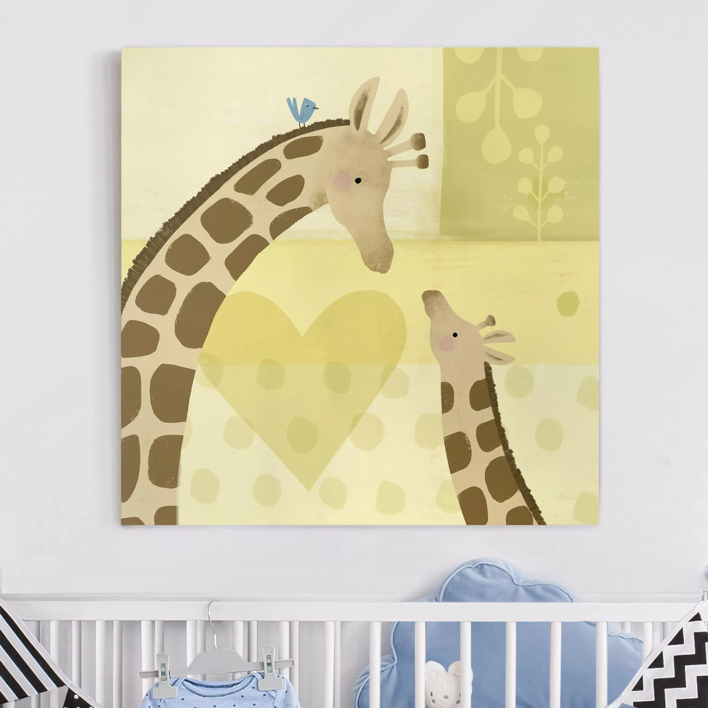 Leinwandbild Kinderzimmer - Quadrat Mama und ich - Giraffen günstig online kaufen