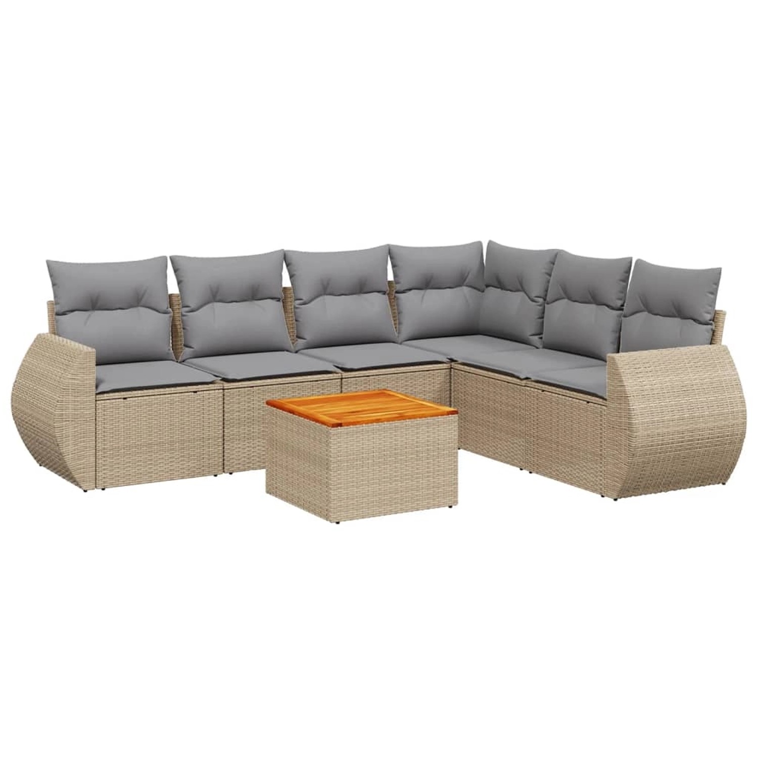 vidaXL 7-Tlg Garten-Sofagarnitur mit Kissen Beige Poly Rattan 3225023 günstig online kaufen